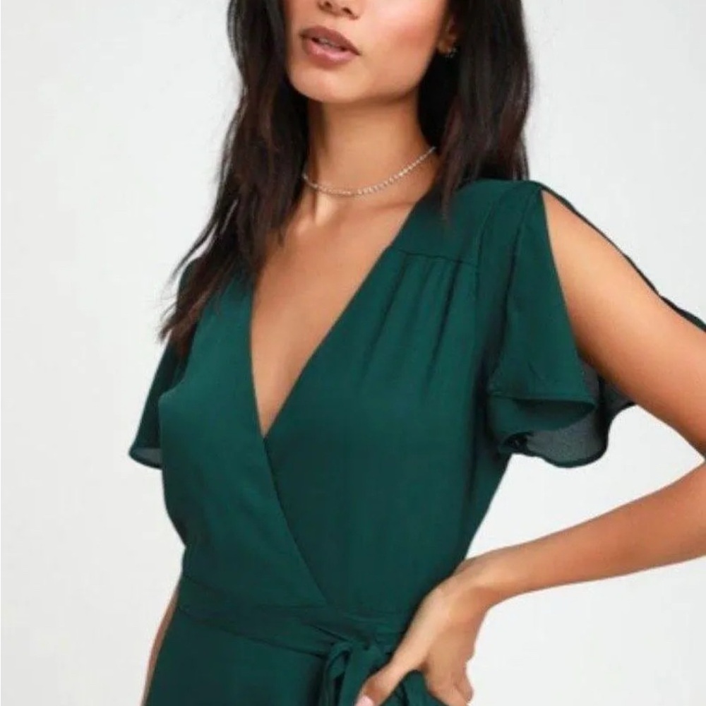 Elegant Green Wrap Dress